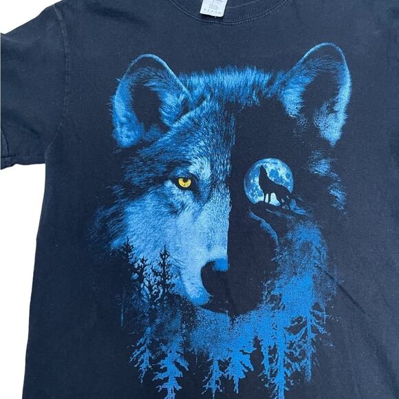 Gildan howling Wolf graphic black short sleeve cotton unisex tee size small - Picture 2 of 7